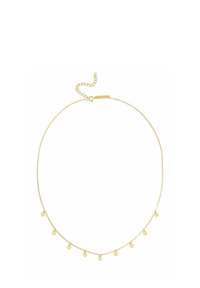 Collier en or avec une chaîne délicate, comportant plusieurs petits pendentifs ronds régulièrement espacés le long de sa longueur. Fermoir ajustable à l'arrière.