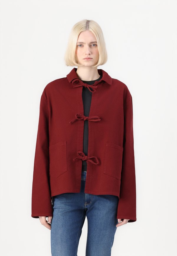 ONLDREW BOW JACKET - Denim jacket - cabernet
