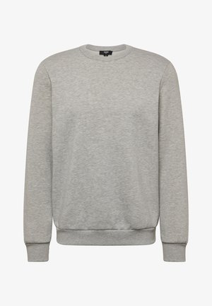 Effen lichtgrijze crewneck sweat met lange mouwen, geribde manchetten en tailleband, gemaakt van zachte stof.