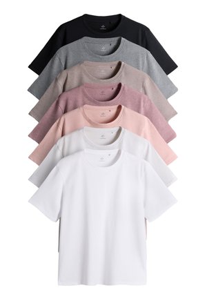 THE SET, REGULAR FIT - 7 PACK ESSENTIAL - Basic T-shirt - black brown taupe pink light pink cream white