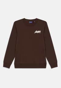 Felpa marrone con scollo rotondo, maniche lunghe e logo bianco "Aspen" sul petto. Realizzata in tessuto morbido e testurizzato.