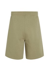Lichtgroene katoenen shorts met een elastische tailleband, rechte snit en gestikte randen, met een soepele textuur en zonder extra details.
