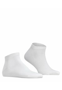 Vita ankelsockor med ribbad mudd, strömlinjeformad design och slät textur. Utformade för komfort och andningsförmåga.