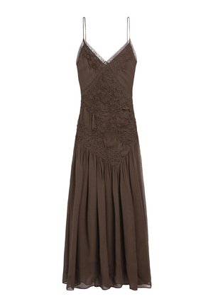 Massimo Dutti LONG WITH GATHERED DETAIL  - Robe de soirée - dark brown