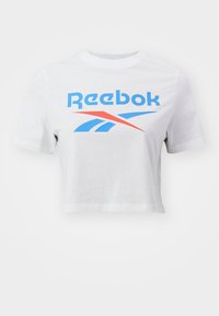 CROP TEE - Apdrukāts T-krekls - white/coral/blue