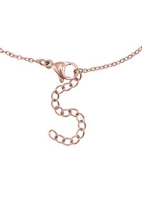 Halskette aus Roségold mit einem gewellten Design, einem Hakenverschluss und verknüpften runden Akzenten. Glatte Textur, leicht wirkendes Design.