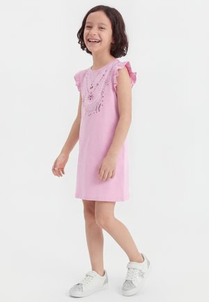 Guess TODDLER INTERLOCK DRESS - Φόρεμα από ζέρσεϊ - blooming azalea