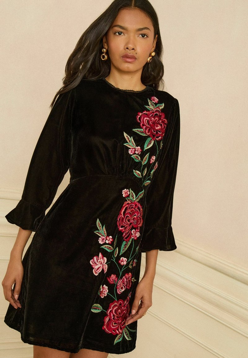 sachin and babi light blue dress Love & Roses REGULAR FIT - ROSE EMBROIDERED MINI - Day dress - black