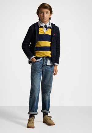 CABLE COTTON HOODED FULL ZIP JUMPER - Luvtröja - navy