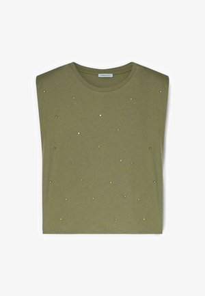 Motivi, T-SHIRT CON APPLICAZIONI DI PIETRE - T-Shirt print - verde militare