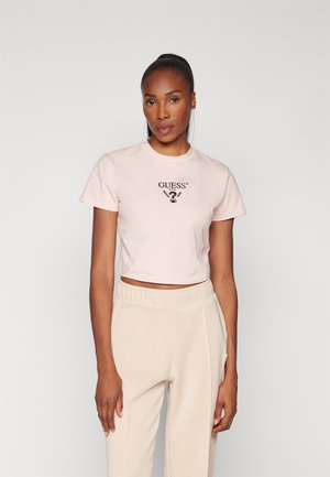 Guess COLETTE CROP TEE - Basic T-shirt - pink roses