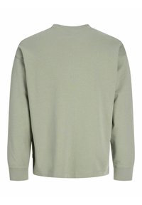 Ανοιχτό πράσινο μακρυμάνικο πουκάμισο από απαλό βαμβακερό ύφασμα με στρογγυλή λαιμόκοψη και ραμμένο τελείωμα. Διαθέτει άνετη εφαρμογή και απλό σχεδιασμό.