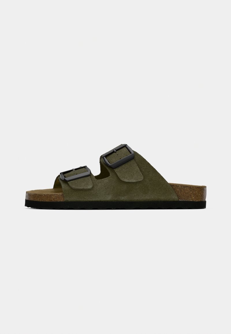 Pier One LEATHER UNISEX - Mules - khaki/kaki - ZALANDO.FR