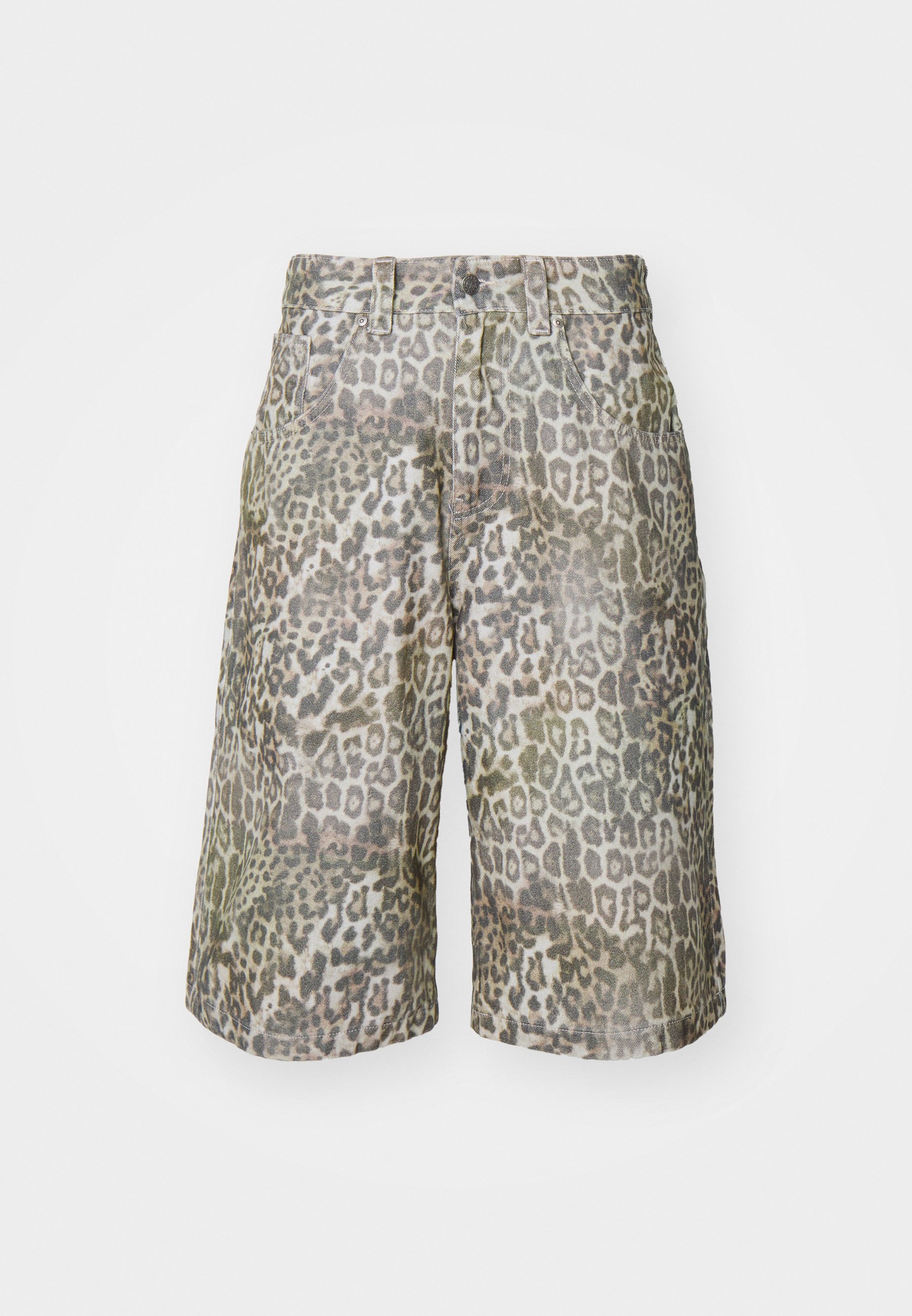 JADED LONDON Woodland leopard Jorts ジョーツ Jaded London LEOPARD JORT UNISEX - Denim shorts - brown
