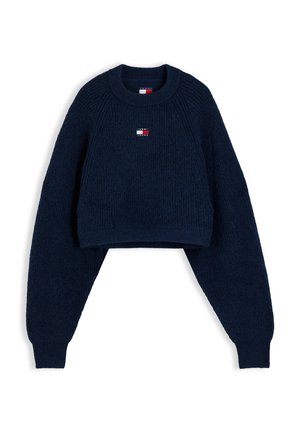 Tommy Jeans, TOMMY BADGE RELAXED CROPPED JUMPER WITH ALPACA - Пуловер - dark blue