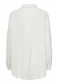 Witte lange mouwen shirt gemaakt van textuurstof. Heeft een kraag, een rugplooien en opgerolde manchetten voor een comfortabele pasvorm.