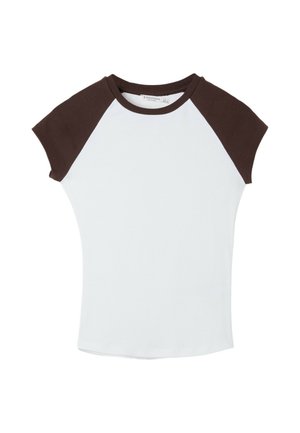 Stradivarius, SHORT SLEEVE RAGLAN T-SHIRT - T-shirt imprimé - brown white
