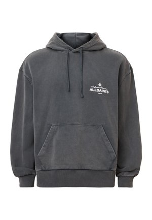 Czarny szary hoodie z kangurzą kieszenią, regulowanym kapturem na sznurki i białymi detalami logo na klatce piersiowej. Wykonany z miękkiej mieszanki bawełny.
