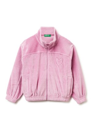 WITH HEART EMBROIDERY - Fleecejacke - pink