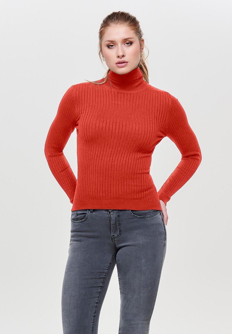 ONLY ONLKAROL ROLL NECK - Strickpullover - orange