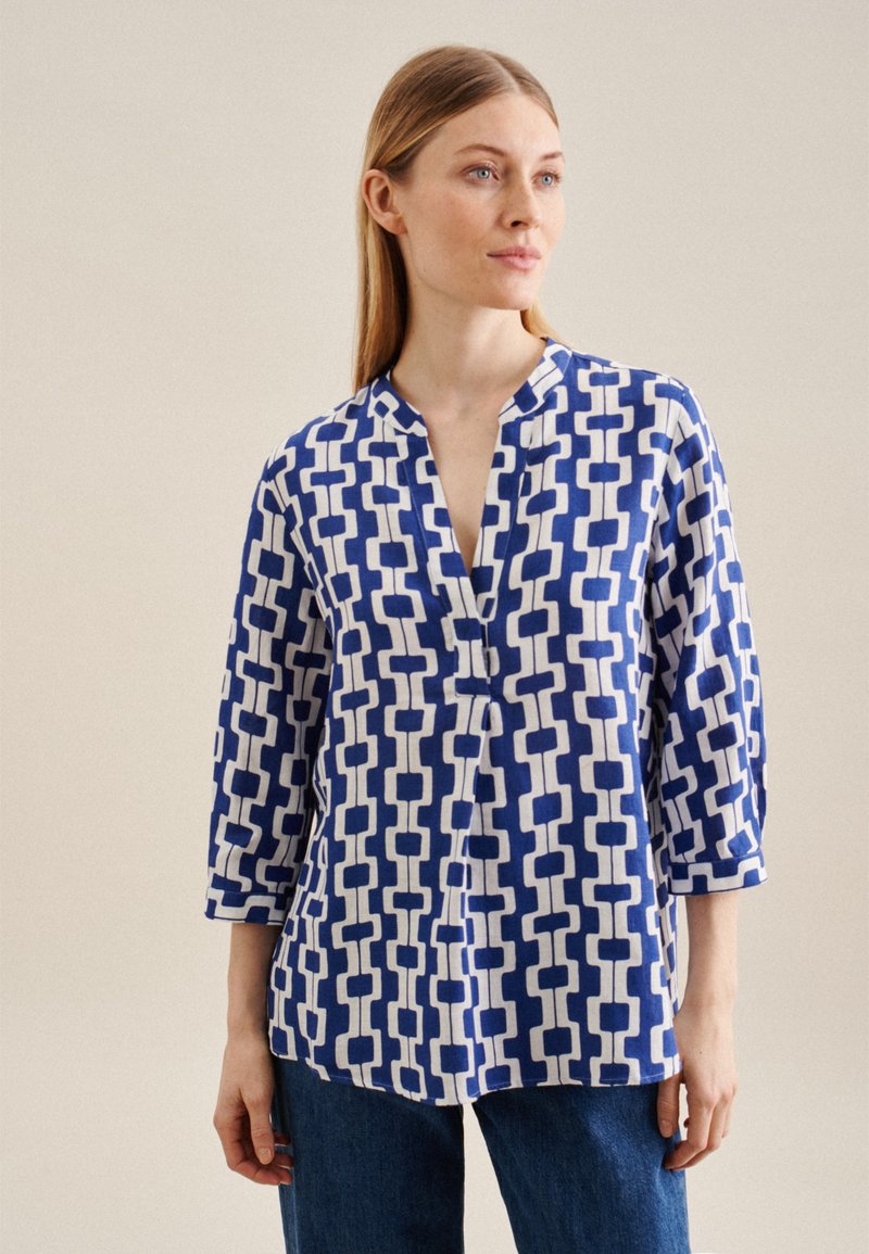 Chemisier Femme Seidensticker - Col V, Manches Longues, 100% Polyester Crêpe - Coupe Décontractée