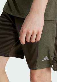 adidas Performance AEROREADY HEATHER KIDS - Pantalón corto de deporte - shadow olive   tent green   reflective silver