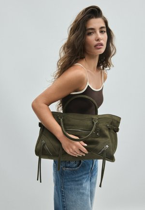 Stradivarius, CITY BAG WITH ZIP PULLS - Sac à main - khaki