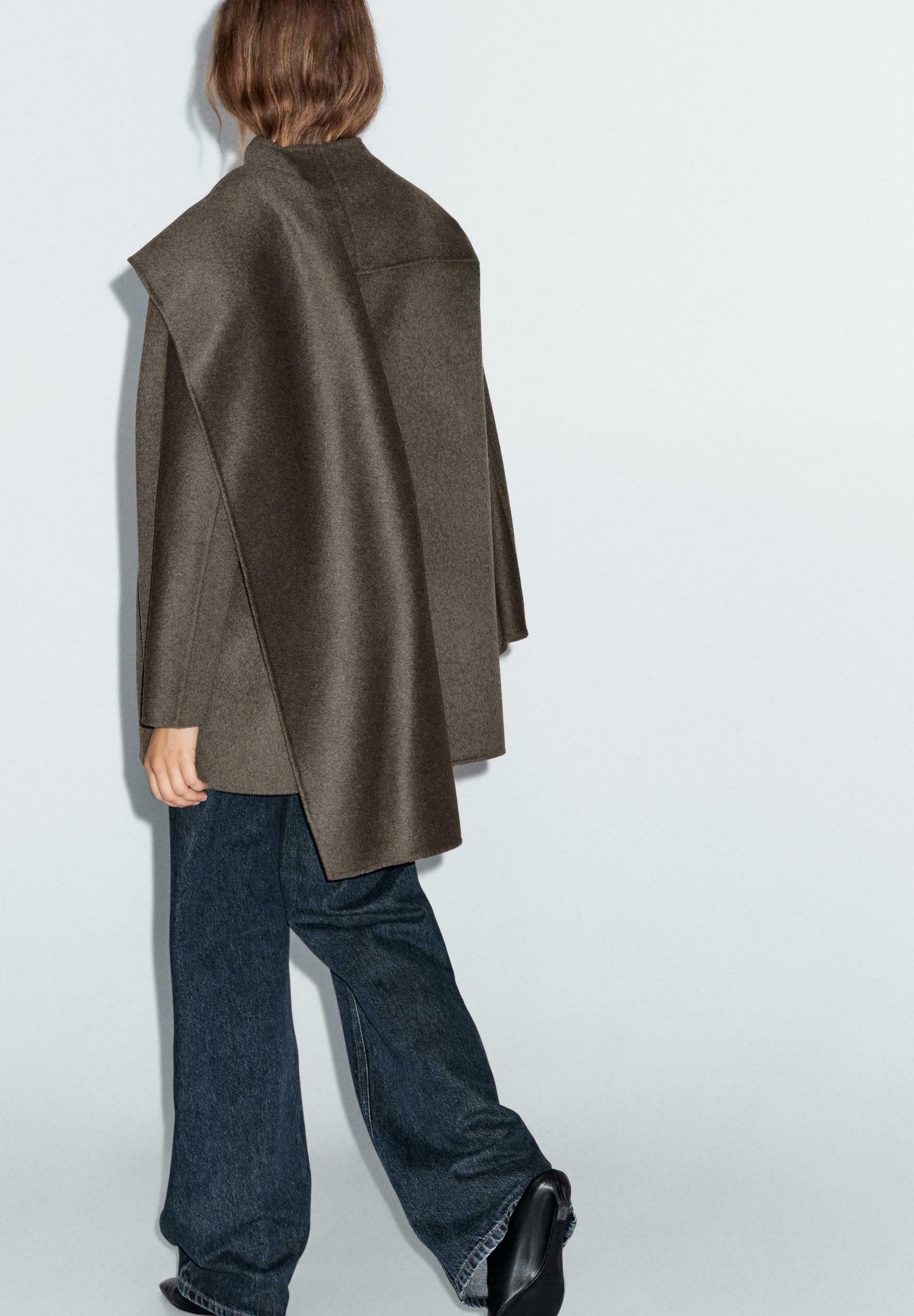 Massimo Dutti MID-LENGTH WITH SCARF - Short coat - brown Massimo Dutti MID-LENGTH WITH SCARF - Short coat - brown