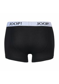 Schwarze Boxershorts mit einem weißen Bund, der das Logo "JOOP!" trägt. Der Stoff wirkt glatt, die Passform ist eng anliegend, ohne sichtbare Muster.