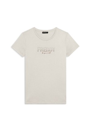 CON MINI SPACCHI LATERALI E IN STRASS - T-shirt imprimé - beige