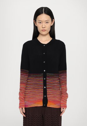 BUTTONED CARDIGAN - Cardigan - black/orange/fucsia/creamy