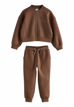 REGULAR FIT - 2 PIECE ZIP-THROUGH SET   - Trainingspak - chocolate brown