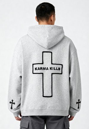 KARMA KILLS EMBROIDERY HEAYVWEIGHT UNISEX - Hoodie - mottled grey