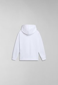 Witte hoodie met een trekkoord capuchon, lange mouwen en een ribgebreide zoom. Gladde stofstructuur, minimalistisch ontwerp en geen zichtbare logo's of patronen.