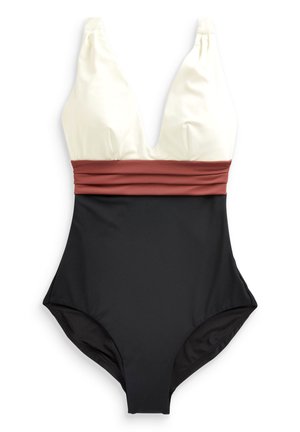 SPLICED PLUNGE TUMMY CONTROL SWIMSUIT - Uimapuku - cream brown