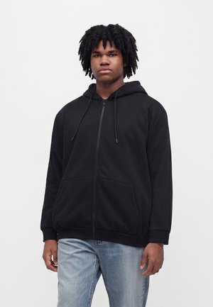 Jack & Jones Zip Plus Size Plain Zip - Mikina so zipsom - black