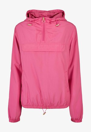 Roosa kerge jope kapuutsiga, pooltõmbevööga esiosal, elastsete mansettide ja reguleeritava äärisega. Omab eesmist taskut ja kuldseid detailide aktsente.