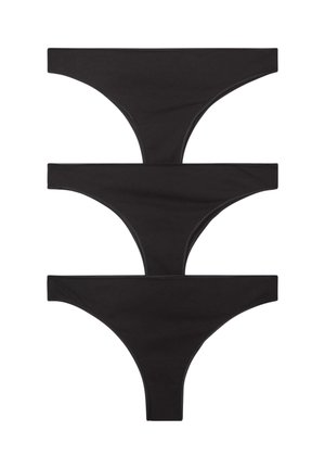 Set di perizoma neri in cotone, composto da tre paia con una texture liscia, design minimalista e forma alta.