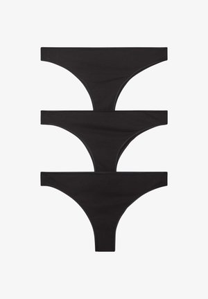 Set di perizoma neri in cotone, composto da tre paia con una texture liscia, design minimalista e forma alta.