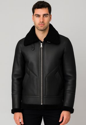 HUNTER SHEARLING LAMMY HERITAGE - Chaqueta de cuero - black