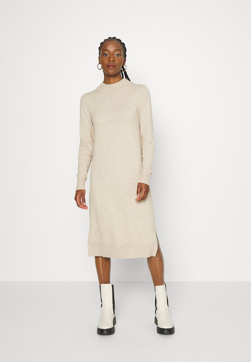 Vestido Largo Vestido Punto Blanco Cuello Alto Vestido Punto Mujer