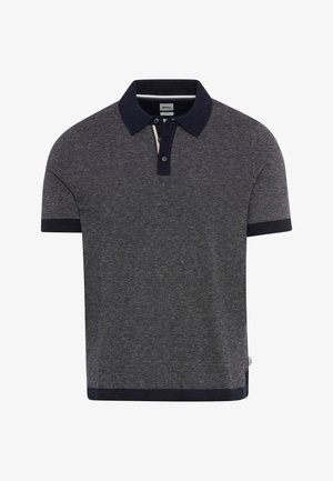 Kurzärmeliges Poloshirt in Marineblau und Grau mit strukturiertem Muster, Knopfleiste sowie geripptem Kragen, Bündchen und Saum.