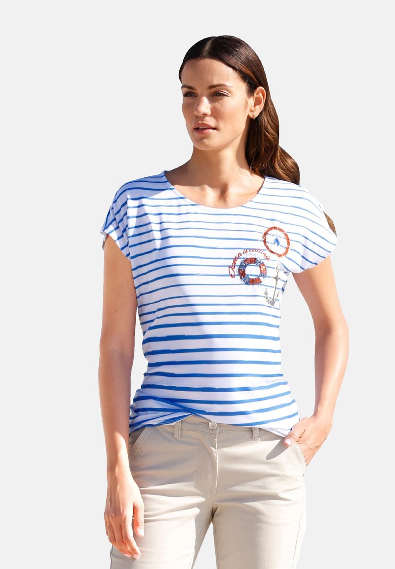 Damen T-Shirts | Amy Vermont T-Shirt print blau weiß/weiß - LP05375 Damen T-Shirts | Amy Vermont T-Shirt print blau weiß/weiß - LP05375