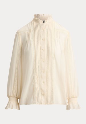 Lauren Ralph Lauren, LACE TRIM CRINKLE GEORGETTE BLOUSE - Camicia - mascarpone cream