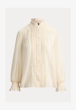 Lauren Ralph Lauren, LACE TRIM CRINKLE GEORGETTE BLOUSE - Hemdbluse - mascarpone cream