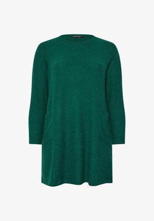 Groene lange mouwen tuniek met een ronde halslijn, twee zijzakken en een ontspannen pasvorm. Gemaakt van zachte stof met een gladde textuur.