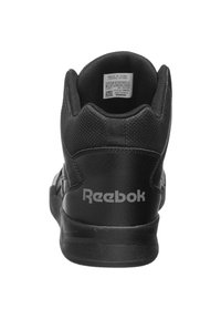 Černé vysoké tenisky s texturovaným koženým a síťovaným svrškem, polstrovaným límcem a logem "Reebok" na patě. Vyrobeno v Číně.