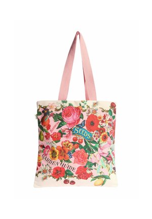 Love & Roses PRINTED CANVAS TOTE BAG . - Cabas - pink floral