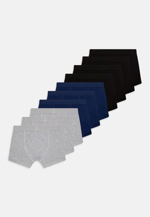 Set aus 12 Boxershorts in Grau, Marineblau und Schwarz. Weicher Stoff, elastischer Bund und klassischer Schnitt. Texturiertes graues Muster und einfarbige Farben.