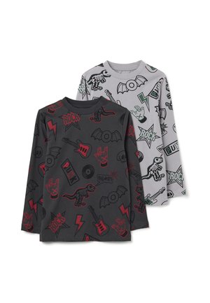 BOYS' TWO-PACK T-SHIRTS WITH PUNK GRAPHICS IN PURE COTTON - Nachtwäsche Shirt - black grey